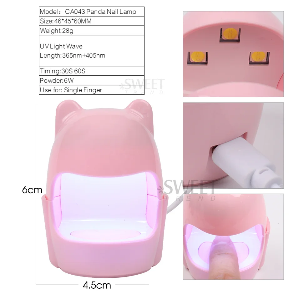Small Nail Lamp Dryer Gel Polish Curing Manicure Machine Single Finger Egg Shell Dinosaur USB Charging Lamp Phototherapy Tools