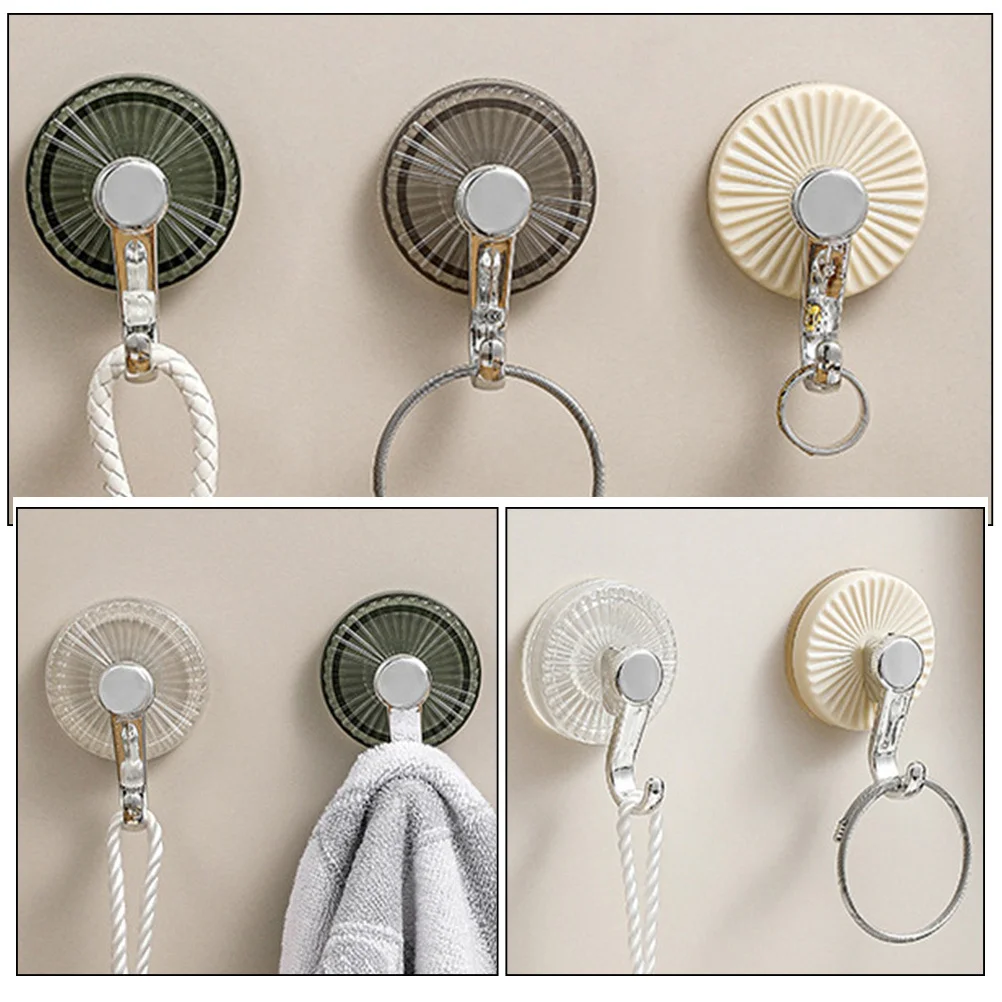 

4Pcs Suction Cup Hooks Plastic Reusable Heavy Duty Wall Hangers for Bathroom Kitchen Window Towels Coat Umbrella Bags