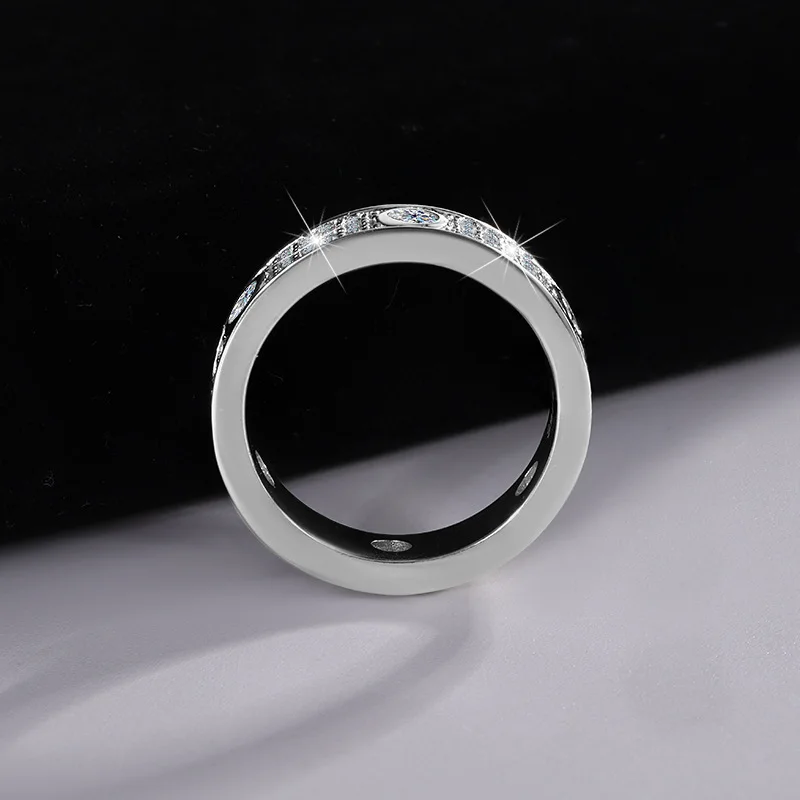 Hot S925 Sterling Silver Mosan Stone Ring Women's Fashion Volumes High -end Luxury Jewelry Wedding Party Valentine's Day Gift