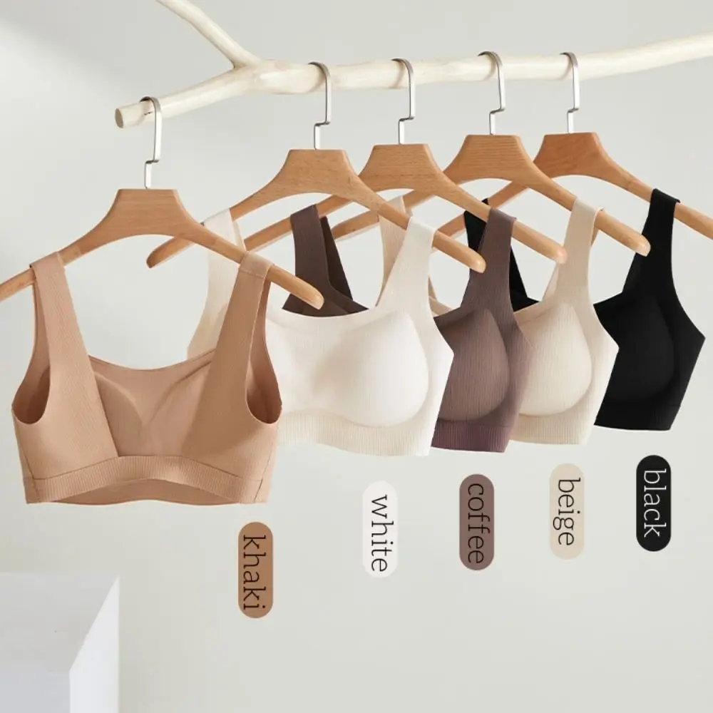 

All Match Simple Wireless Bras Full Cup Shockproof Seamless Underwear Removable Pad Anti-sagging Push Up Bras Sports