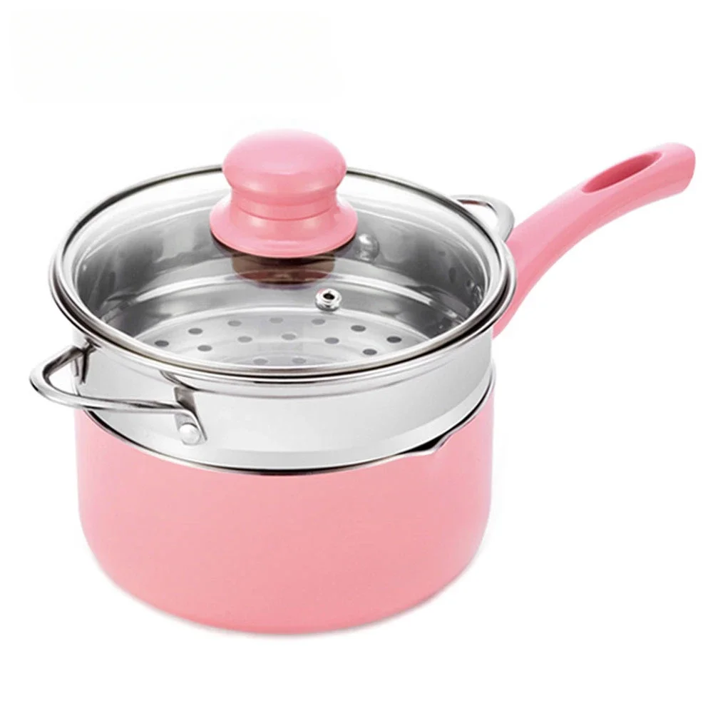 Saucepan Non-stick Coating Aluminium with Stainless Steel Steamer Insert Milk Pot