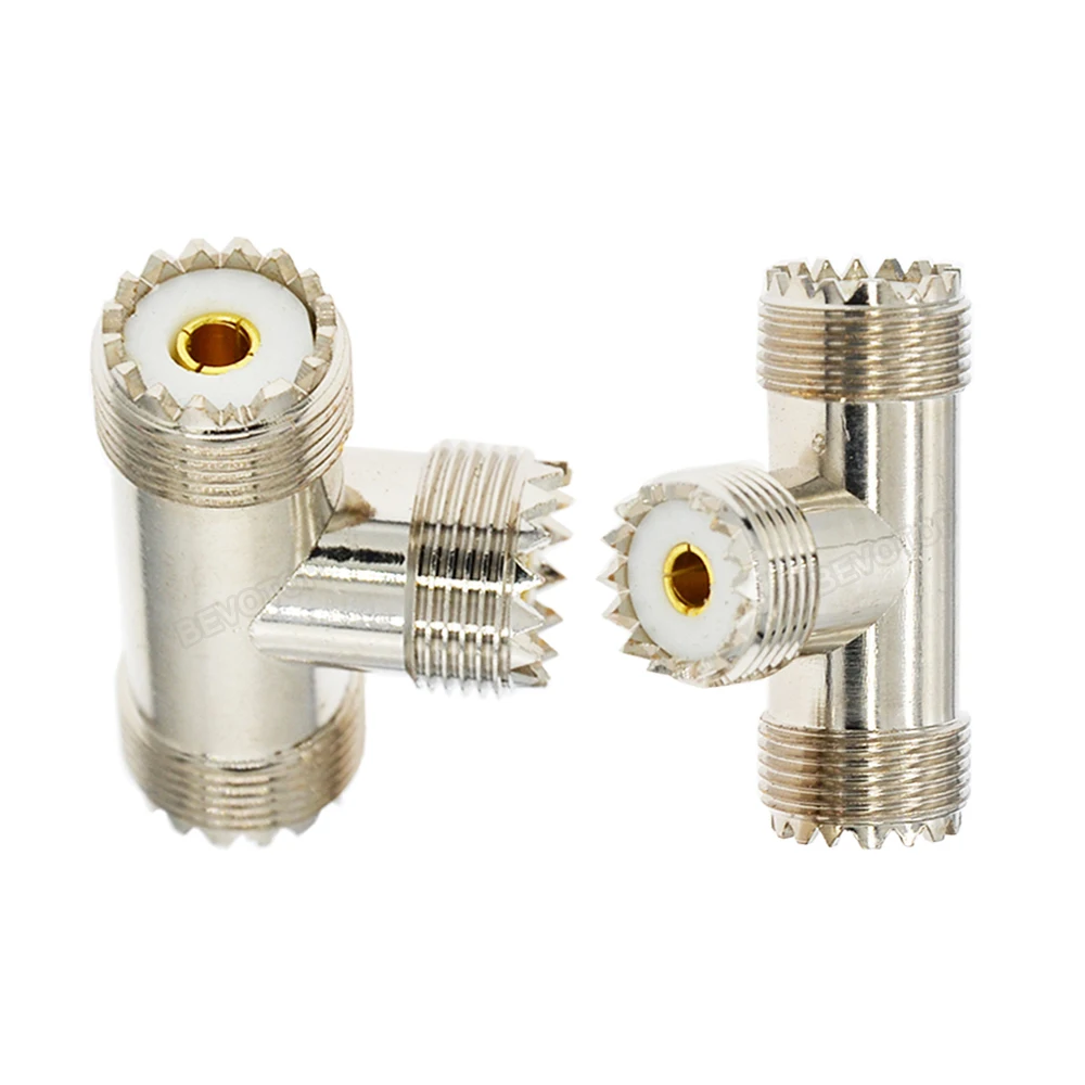 1pcs UHF Connectors SO239 Female to Female T Type Coaxial Adapter for CB Ham Radio Antenna SWR Meter Cable Extention 3 Female image 5