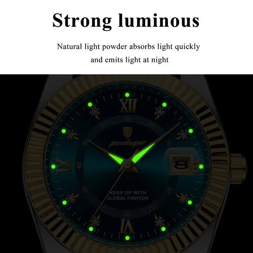 Imagen 2 del producto Reloj de pulsera deportivo de lujo POEDAGAR para hombre, Reloj luminoso resistente al agua con fecha para hombre, relojes de cuarzo de acero inoxidable para hombre, Reloj masculino + caja