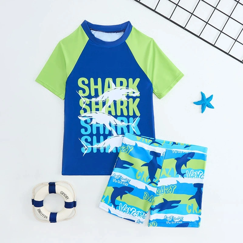 

2026 Boys Swimsuit Two Pieces With Shorts Kids Swimwear Female Children's Bathers Bathing Swimming Swim Suit Summer Beachwear