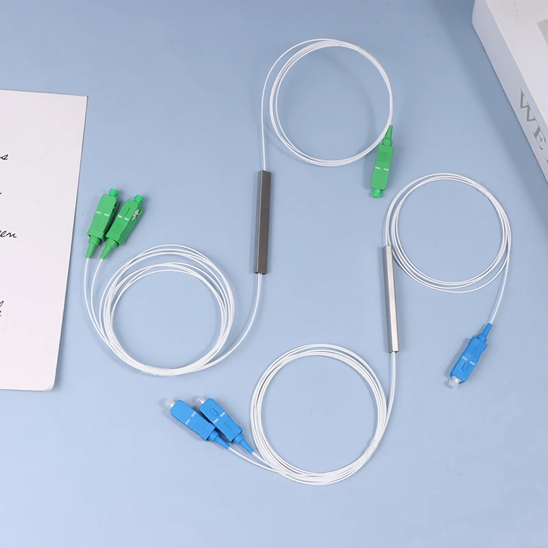 1pc Fiber Splitter FTTH Single Mode Fiber Optic PLC Splitter 1x2 SC/APC SC/UPC Mini Blockless 1*2 SC APC/UPC Connector