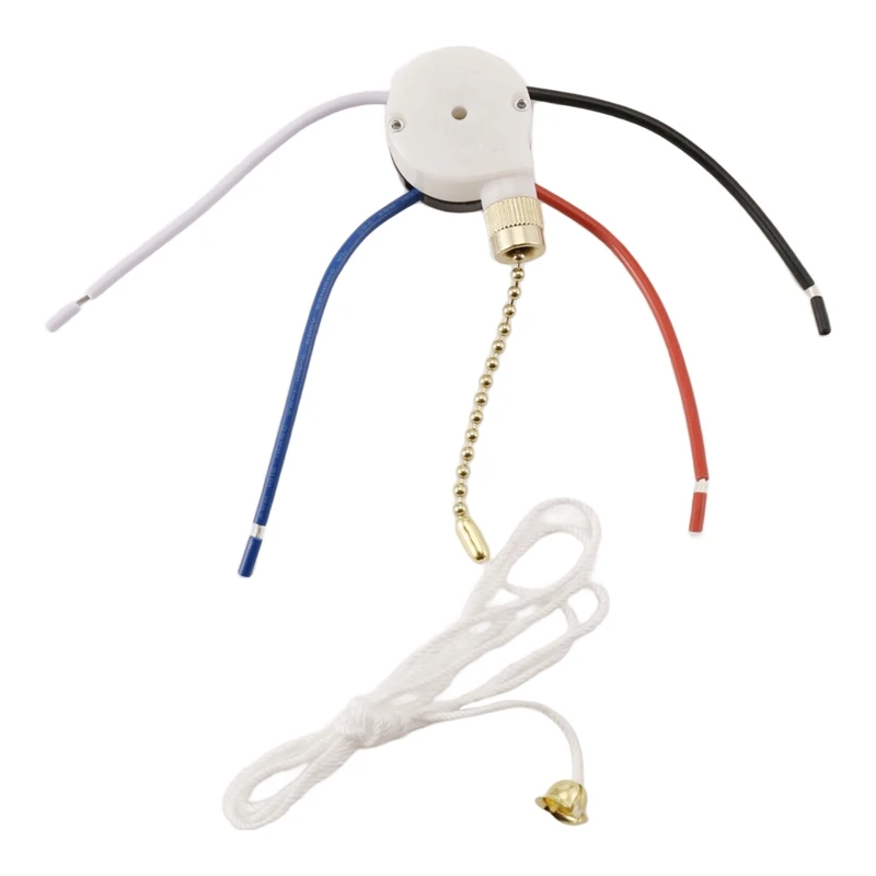 

Ceiling Fan Switch Kit 3 Speed 4 Wire, Fan Switch Zipper Speed Control Switch, ZE-208S Pull Wire Switch With Rope-AT35