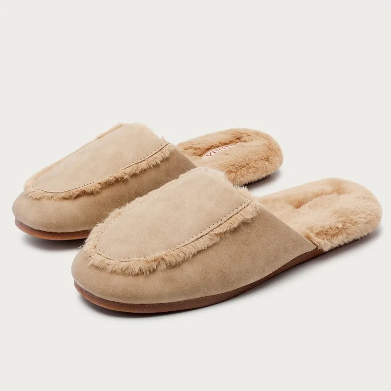 شقة دافئة شبشب منزل النساء الخياطة موضة الراحة رقيق الشرائح الإناث ضوء غير رسمي عدم الانزلاق الشتاء أفخم أحذية قطنية المنزل #2