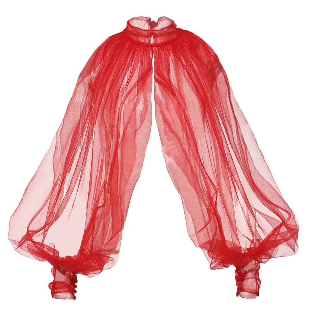 المرأة نفخة طويلة الأكمام نصف أعلى بلوزة تكدرت انفصال كاذبة وهمية طوق زي الملحقات