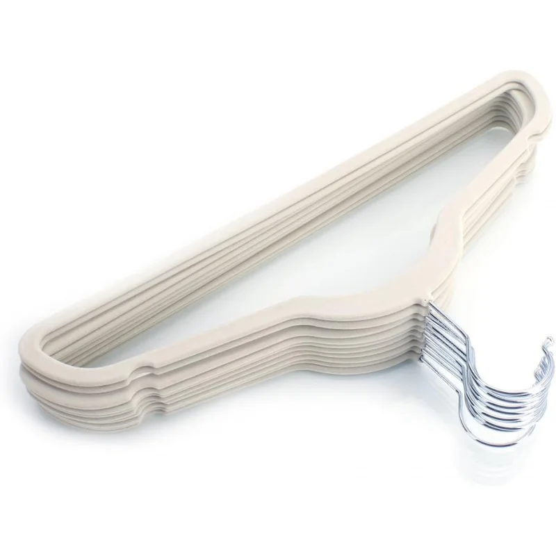 

10Pcs 45 * 0.5 * 24.5 Plastic Flocking Clothes Hangers Ivory White