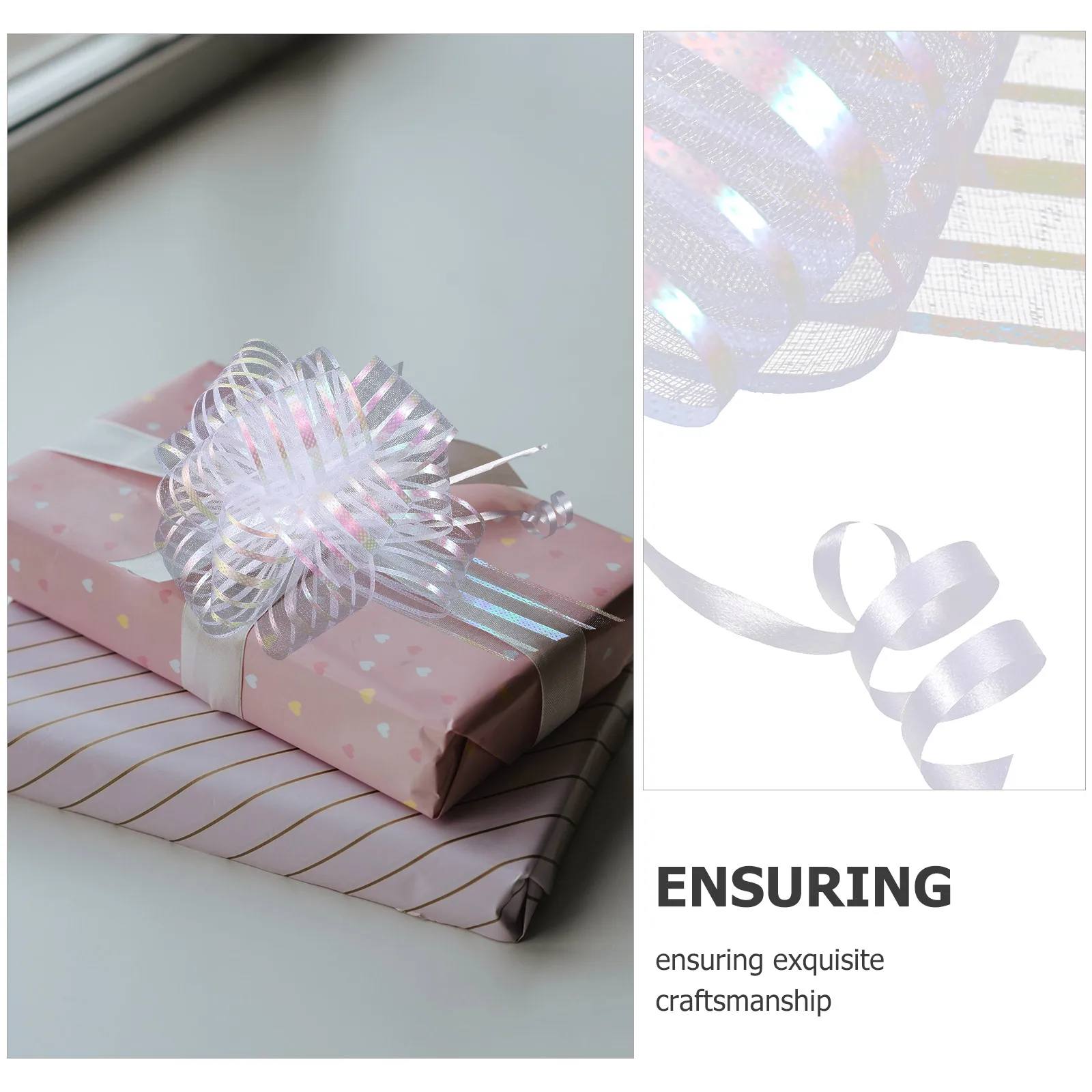 

20pcs Gift Decoration Bows Pull Ribbon Tie Wrapping Present Wedding Birthday Home Party Supplies Yarn Bulk White