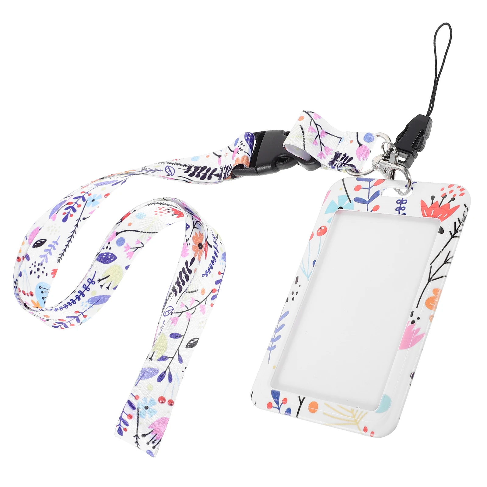 

1Set Flower Pattern Id Card Holder Detachable Lanyard Protective Card Sleeve Ideal School Office Id Badge Holder