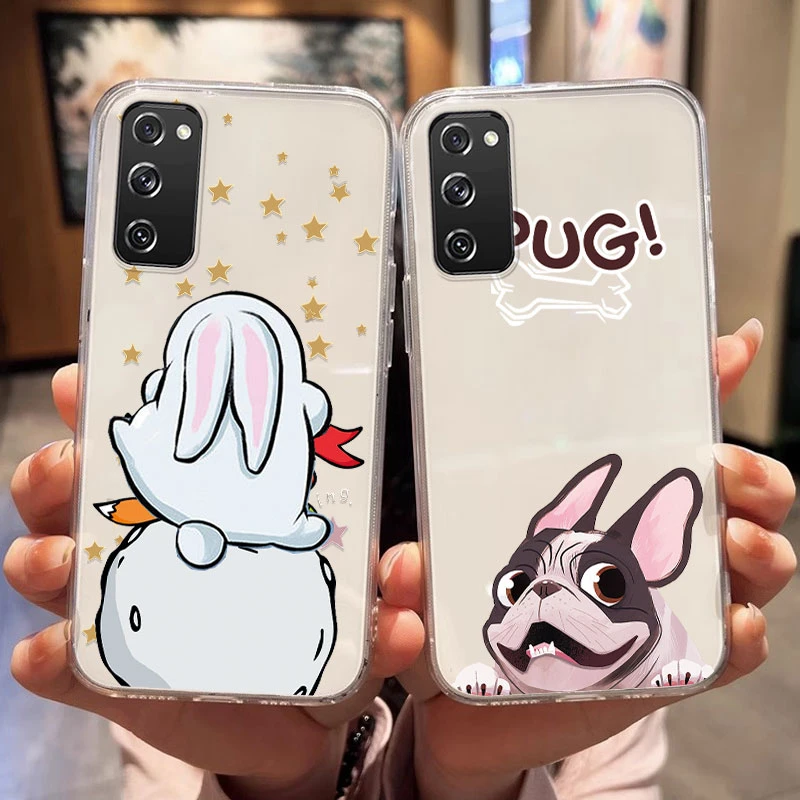 Прозрачный черный чехол для телефона Samsung Galaxy A30S A50S A50 A70 A81 S20 5G S20 Plus FE Ultra Note 10 Pro 10 Lite 20 Ultra Cat Dog