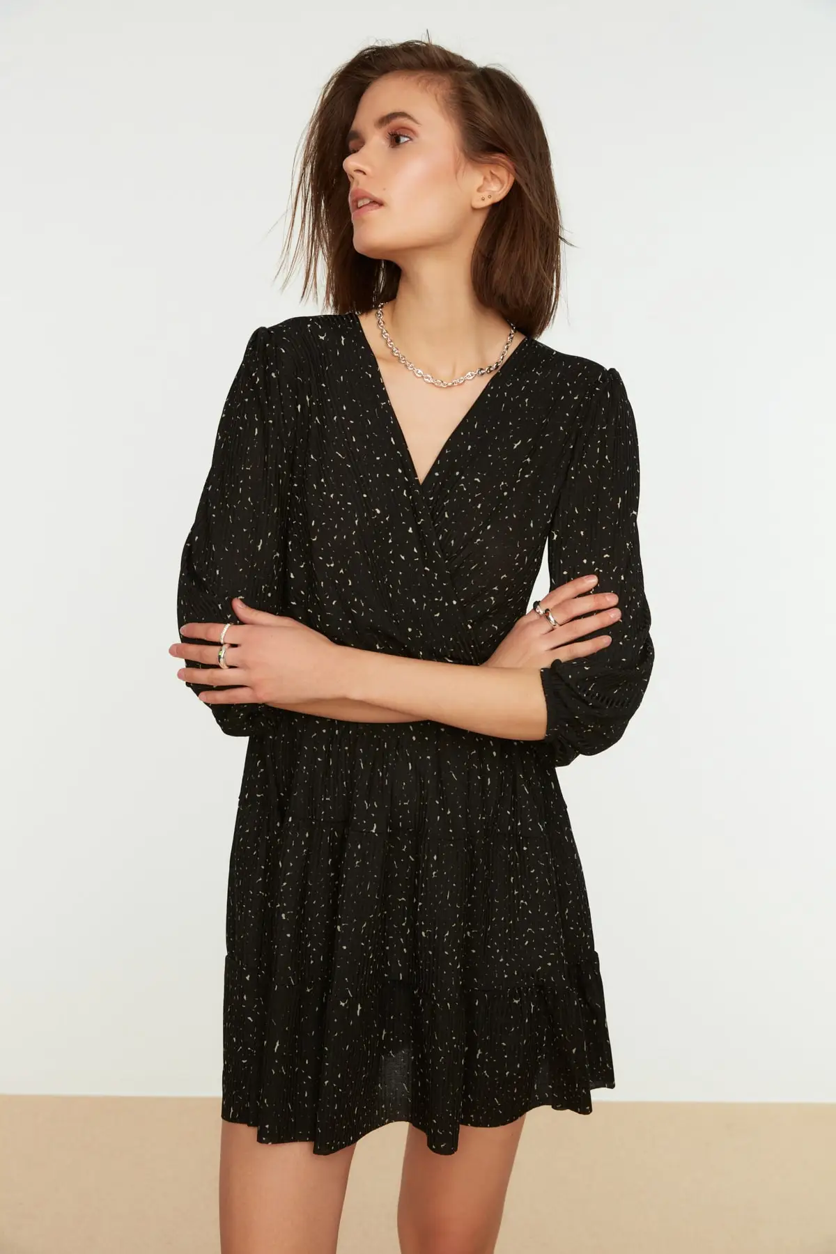 Black Printed Knitted Dress Looks Beautiful And Elegant