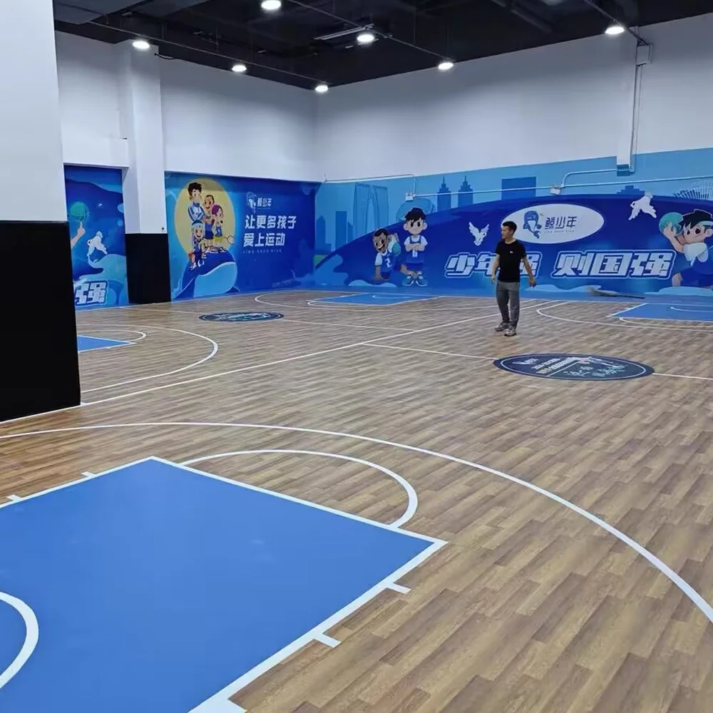 Beable PVC Vinyl Flooring Mat Indoor Multi-Purpose Basketball Sports Court Wooden Flooring For School Office Stadium Surface