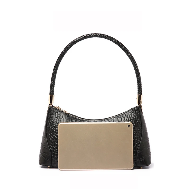 المرأة الفاخرة مصمم جلد البقر حقائب اليد الكلاسيكية سيدة التمساح نمط جلد البقر حقيبة تحت الإبط الإناث لينة الترفيه حقائب كتف
