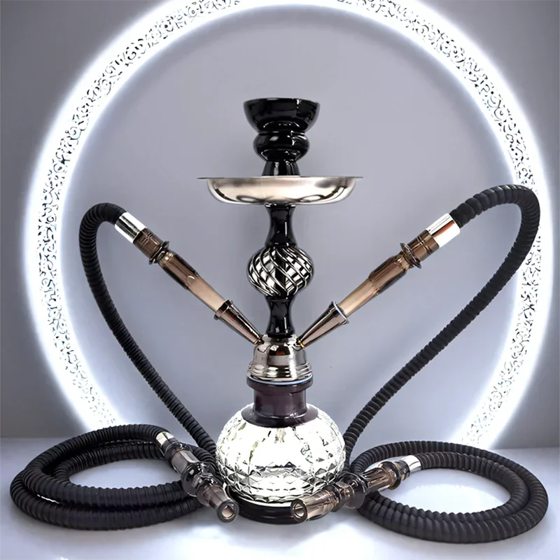 

Черный, 12,6 дюйма \ 32 см, маленький, одинарный \ двойной шланг 1 \ 2, полный набор кальяна для бара, роскошная курительная трубка, кальян, стеклянная ваза, керамическая чаша