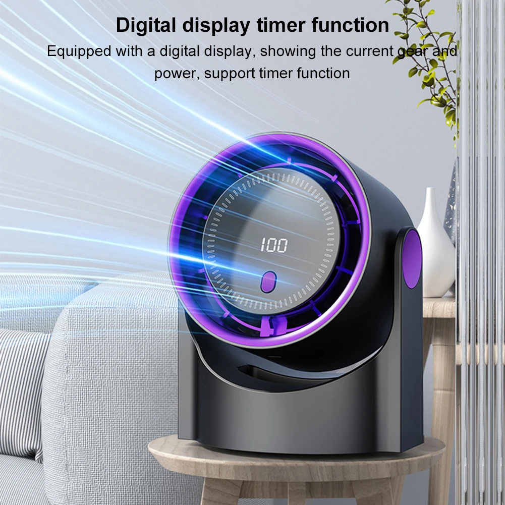 100 Level Bladeless Fan 4000mA Rechargeable Portable Desk Fan Digital Display High-speed Circulating Cooling Fan for Home Office image 2