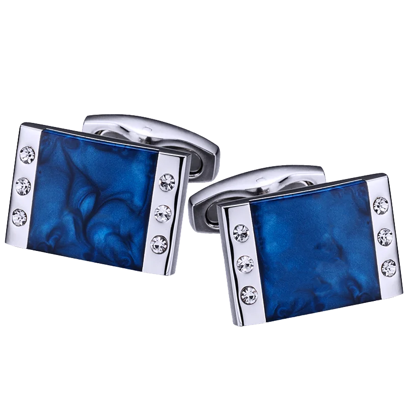 KFLK Jewelry French shirt cufflinks for mens Brand Blue Enamel Cuff link Male Luxury Wedding Button High Quality guests