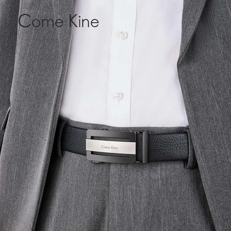 Come Kine Men's Belts Luxury Automatic Buckle Commercial Affairs Simplicity Genuine Leather Belt Designers Brand High Quality