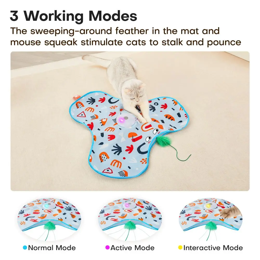 

Smart Hide and Seek Cat Electric Motion Activated Interactive Cat Toys Touch Activated Real Mouse Squeaky Feather Teaser Wand