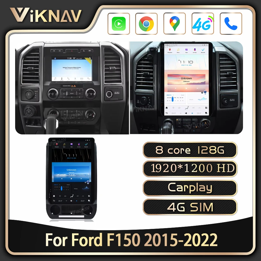 

Автомобильная магнитола Viknav для Ford F150 2015-2022 Carplay Android 12 видеоплеер GPS навигация Сенсорный экран 14,1 дюйма