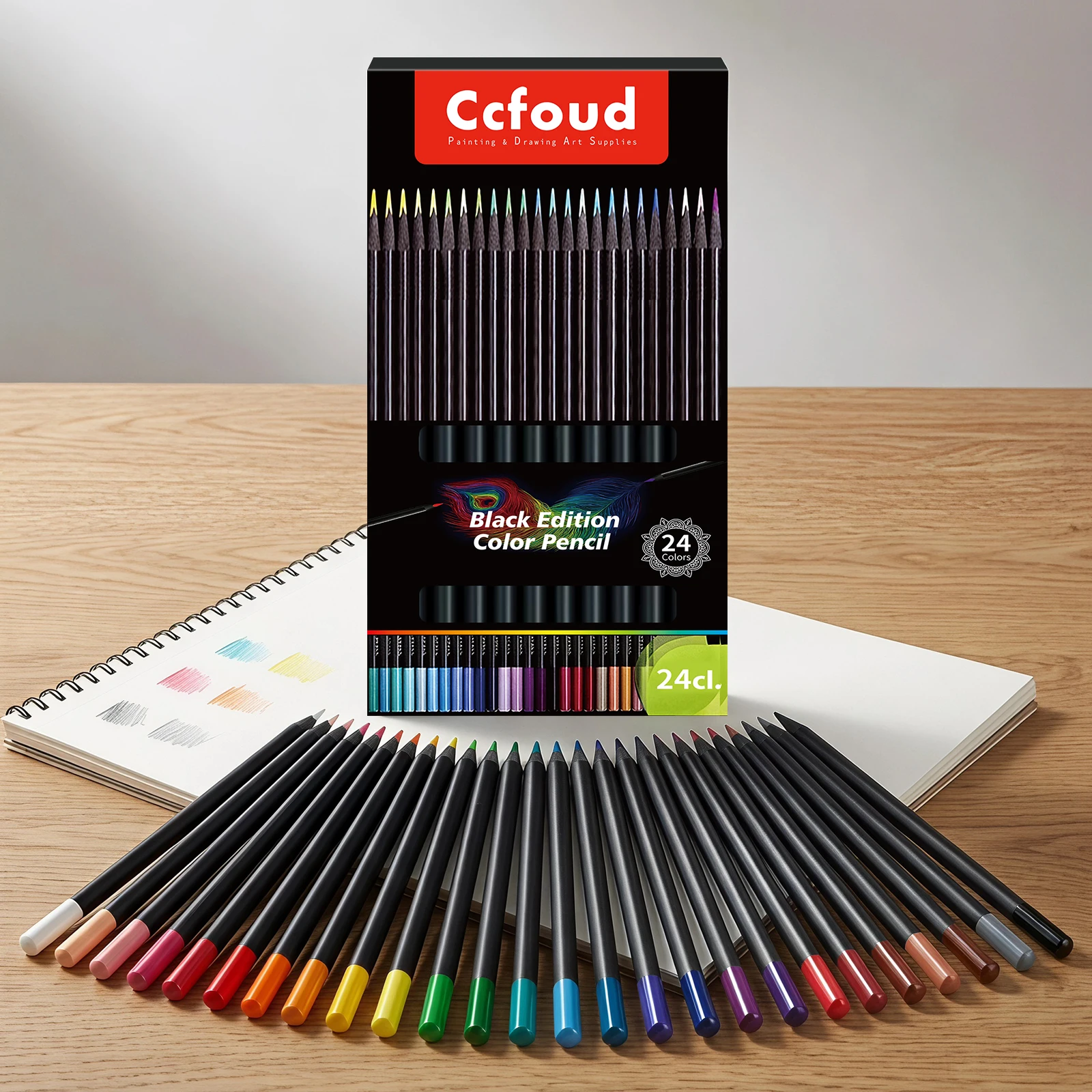 Black Edition Buntstifte-Set – Ultra-Weicher Kern, Reichhaltiges Pigment, Sanfte Mischung | Ideales Geschenk für Künstler, Zurück zur Schule