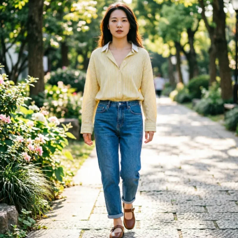 

Новая модная свободная рубашка с рукавами «летучая мышь» в полоску для повседневной носки, весна 2026