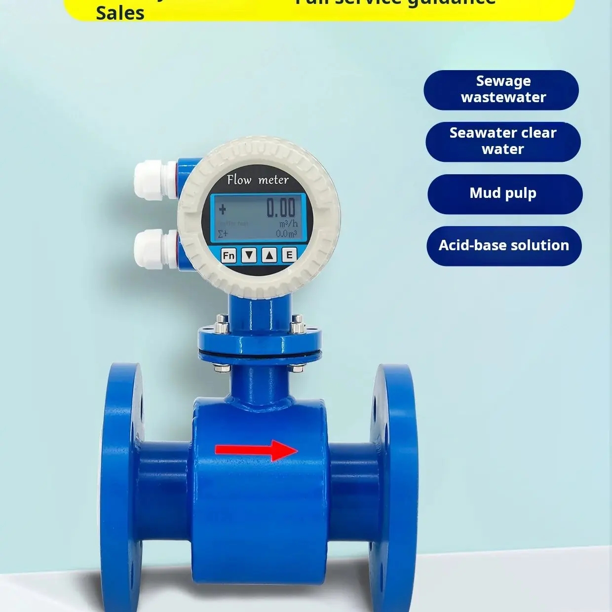 Integrated intelligent electromagnetic flowmeter digital display sewage liquid sensor Electronic metering equipment Pipe flange