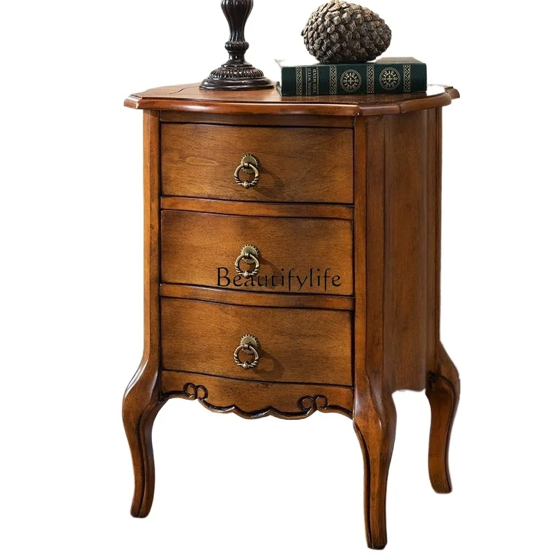 

*Bedside table American European storage three-drawer small cabinet