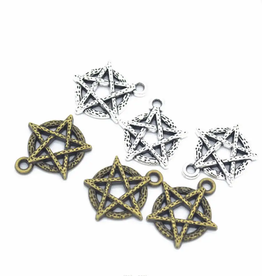 

65pcs 18*19mm New Three Color Pentagram Charms Round Pendants For DIY Jewelry Handmade Making Accessorie F0143