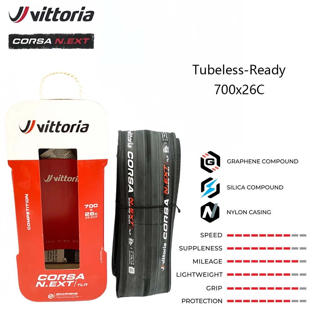 Vittoria Corsa N.EXT Schlauchlos-Faltreifen für Rennräder, pannensicher, 700x24C/26C/28C/29C Fahrradreifen – Detail 7