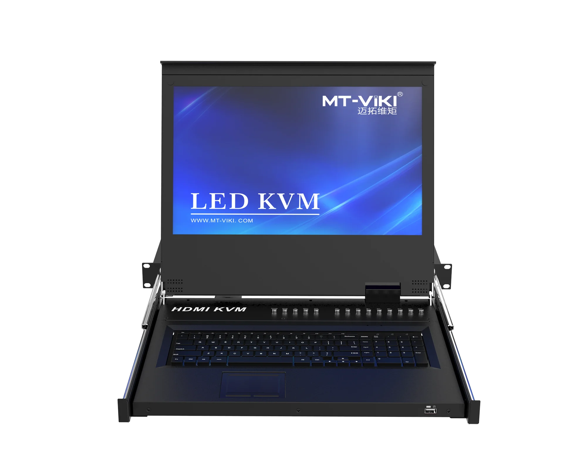 17.3-Inch LED display for KVM console 8-port 1920 * 1080 rack-mounted drawer 1U 19-inch aluminum server rack LCD for KVM