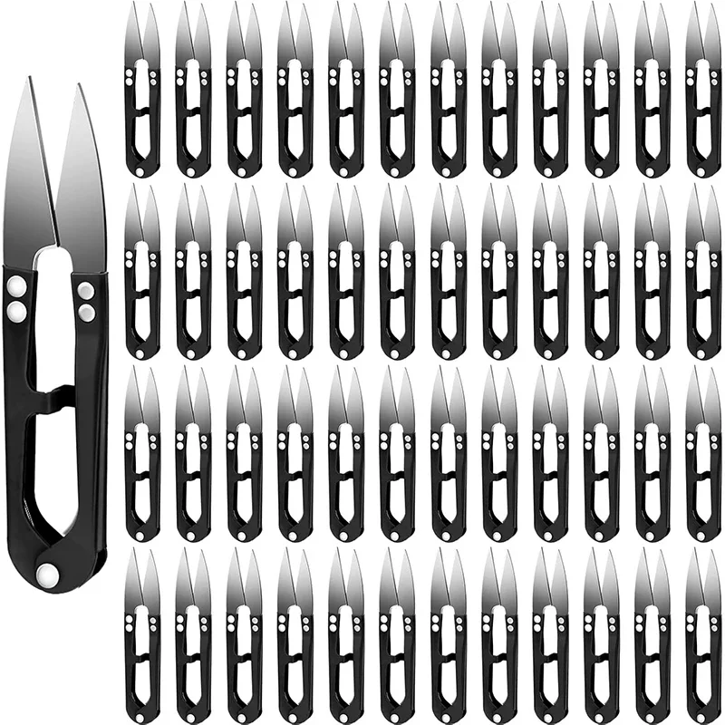 48Pcs 4Inch Bonsai Pruning Scissors Thread Snips Mini Sewing Scissors U Shaped Bulk Carbon Steel Pruners Trimmers For Gardening