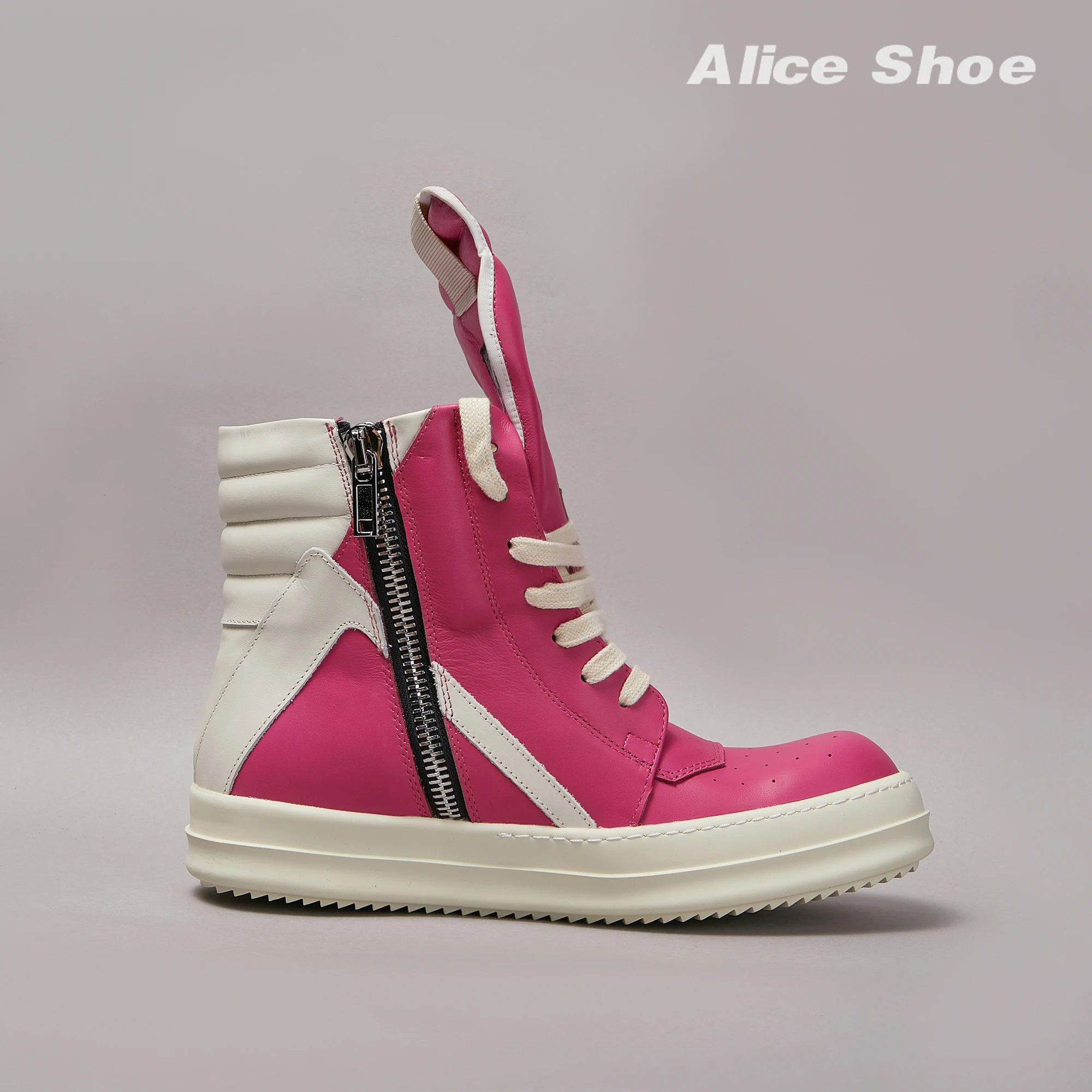 Ricks Designer Women Ankle Boot Men Trainer Lace Up High Top Quality owen Geobasket Pink Leather Zip Flat Platform Luxury Shoe