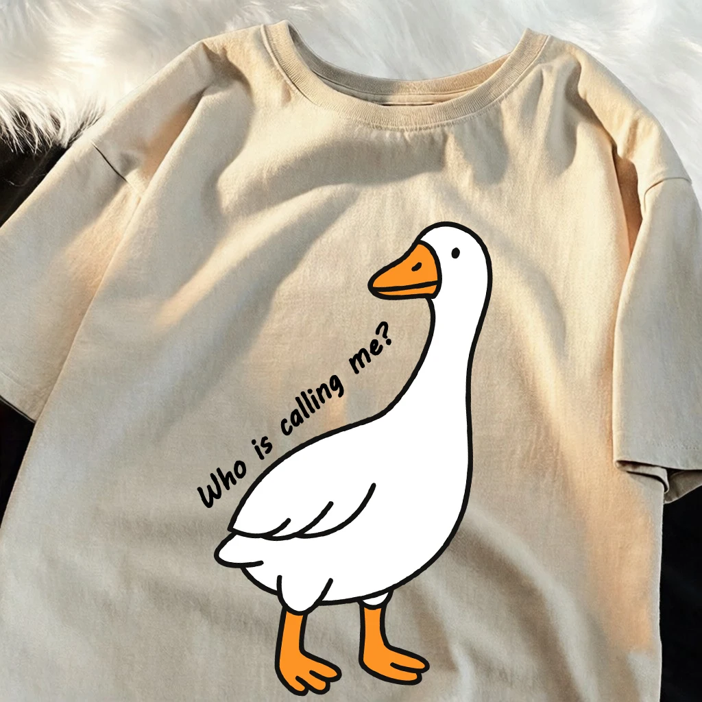 Who Is Calling Goose Bedruckte T-Shirts für Herren, Sommer Baumwoll-T-Shirt, Hip-Hop Loose Streetwear, Unisex Allround-Freizeitkleidung