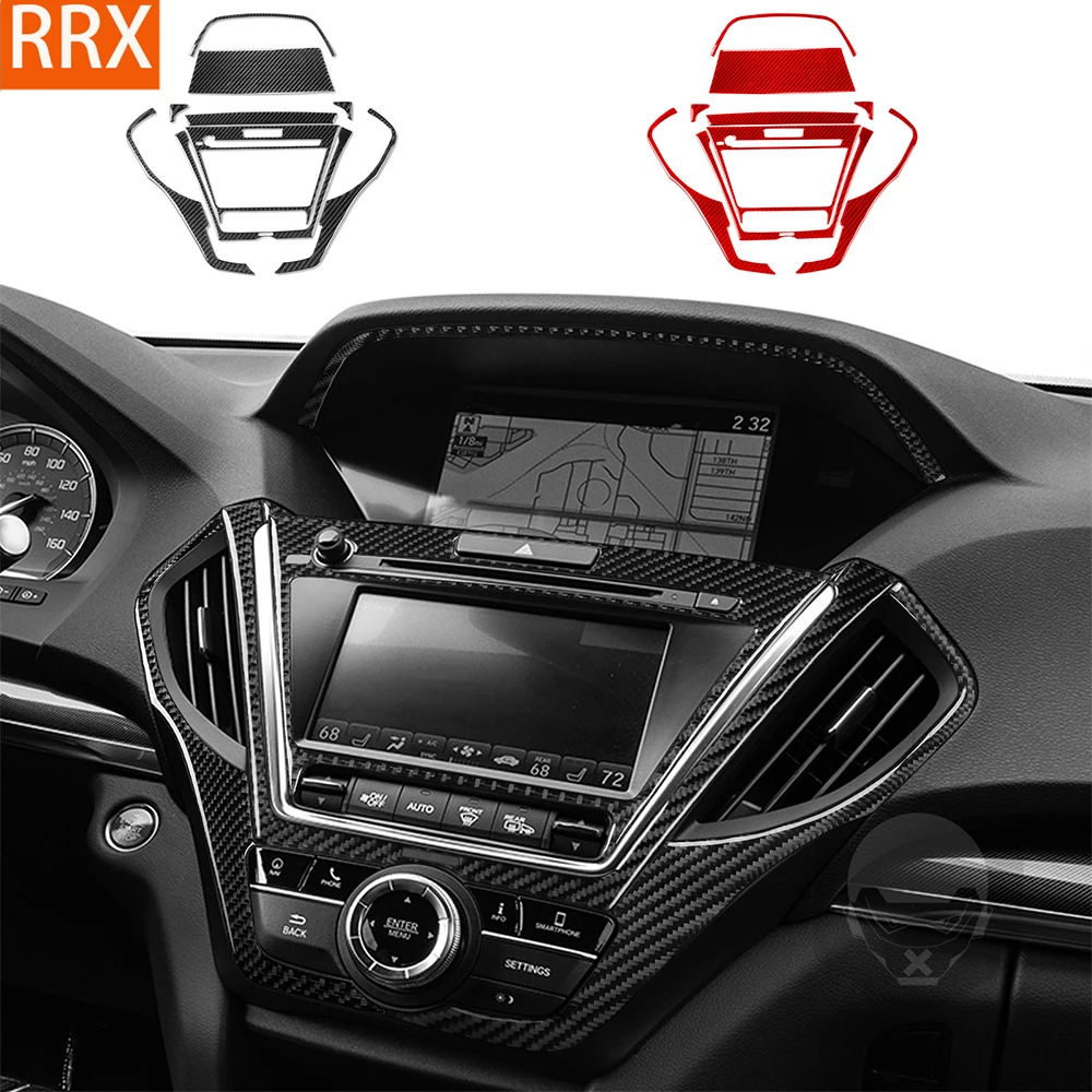 Für Acura MDX 2014-2020 Real Carbon Fiber Aufkleber Zentrum Navigation Radio AC Control Panel Auto Zubehör Innen dekorative