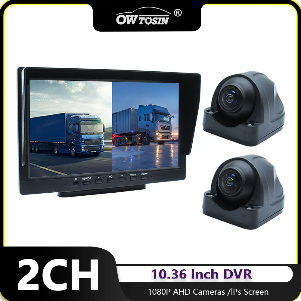 2CH HD 1920x1080P 10.1 Inch IPS Screen Vehicle DVR Recorder Car Monitor With 2 Channels Front Rear Side AHD Camera Truck Bus