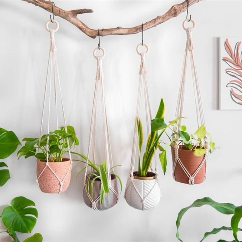 Handmade Macrame Plant Holder 100% Cotton Various Styles Flower Pot Hanger Hanging Basket For Wall Decorantion Courtyard Garden