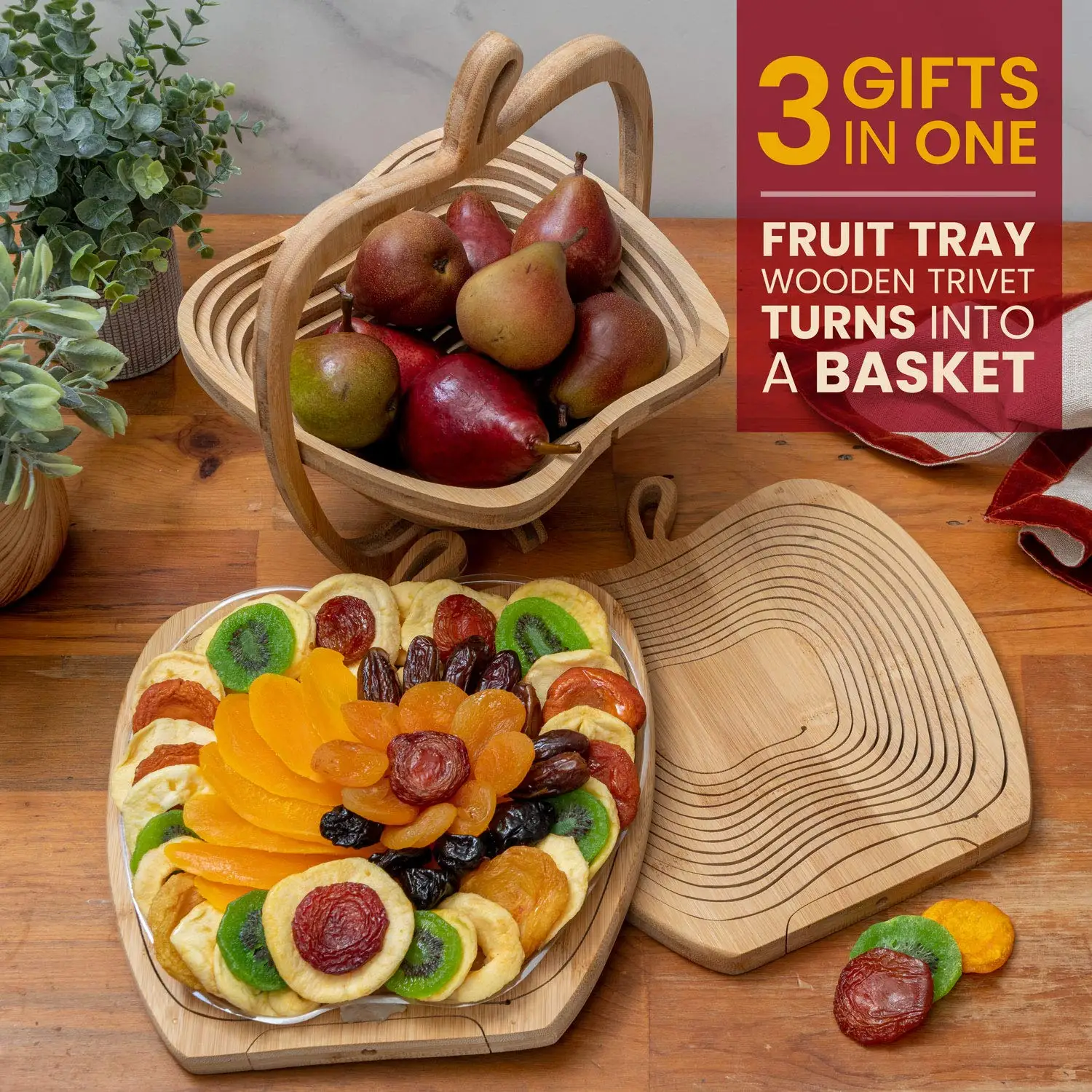 Cesta de Regalo de Frutas Secas Homiva - Caja de Aperitivos Gourmet Saludables - Bandeja de Comida Festiva - Variedad de Aperitivos - Pascua, Cumpleaños, Condolencias, Mamá, Papá, Bandeja Corporativa - Bonnie & Pop