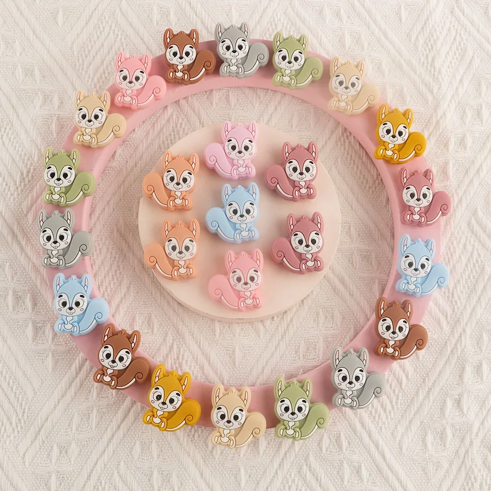 Sunrony 5pcs Food Grade Silicone Animal Beads DIY Baby Molar Toys