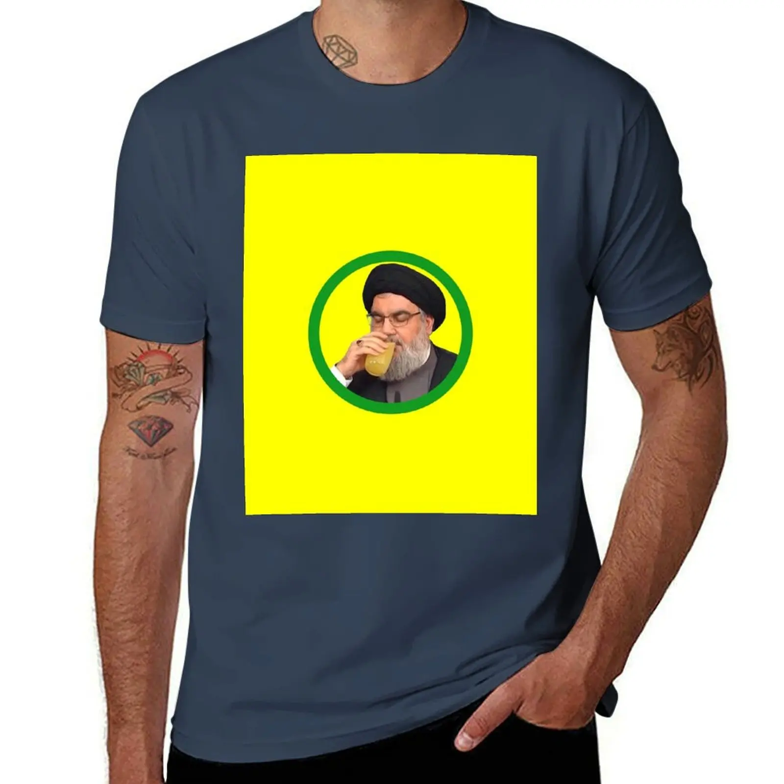 

Nasrallah Drinks the Lemonade T-Shirt t shirt man cotton man t shirts graphic anime t shirts oversize T-Shirt