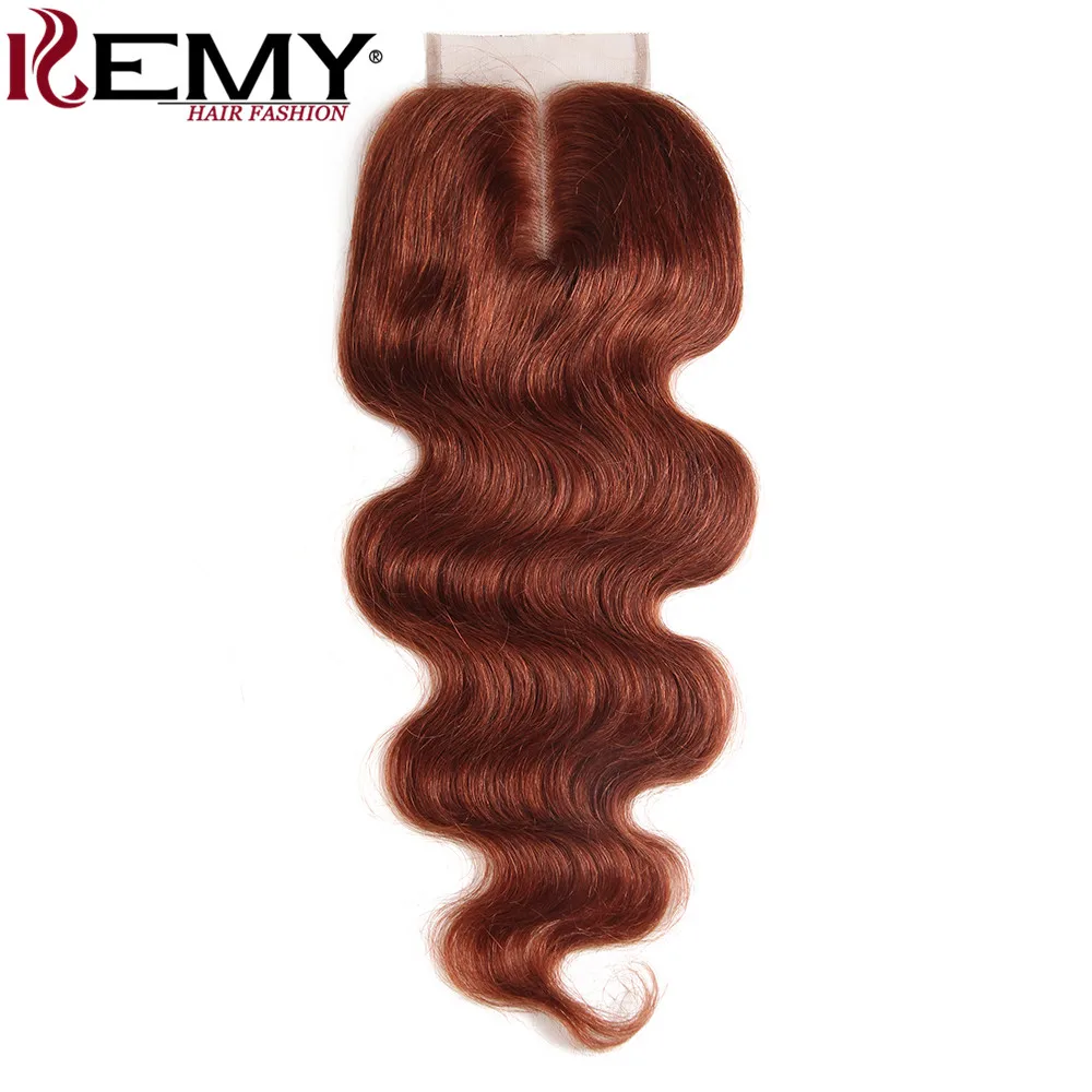 Body Wave Human Hair Bundle With Closure Brown Auburn #33 Color 100% Human Hair Weave Bundles Brazilian Remy Hair Extensions