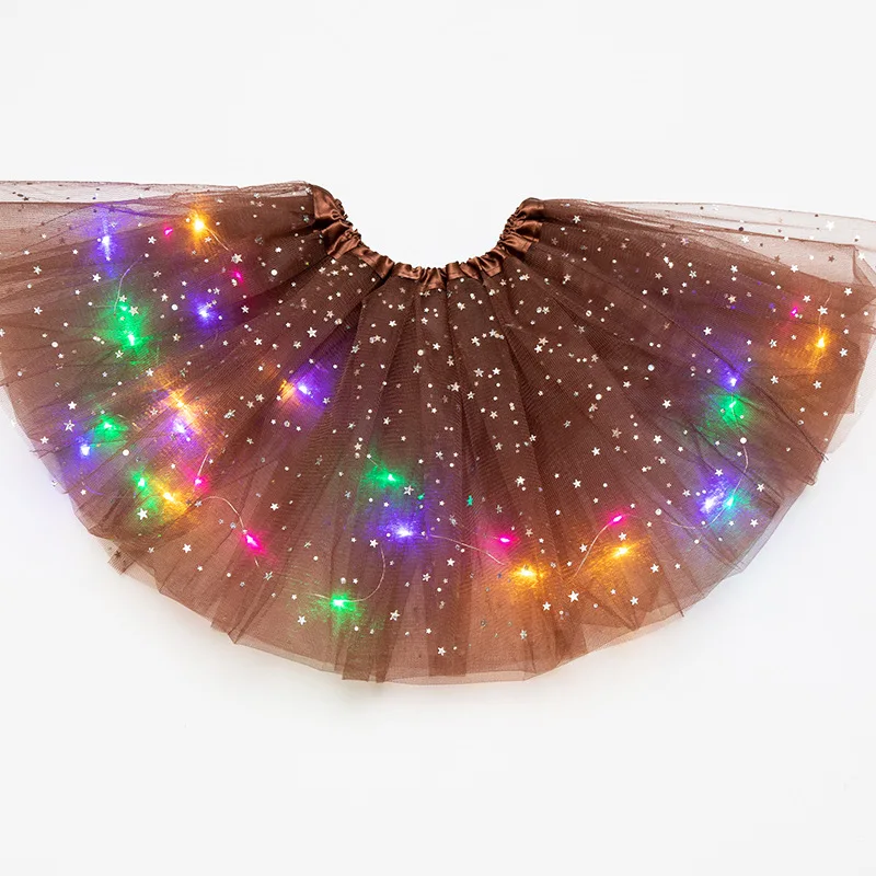 LED Leuchtendes Licht Frauen Tüll Stern Rock Kurzen Tutu Mini Rock Erwachsene Phantasie Ballett Dancewear Party Kostüm Ballkleid Mini Rock – Detail 14