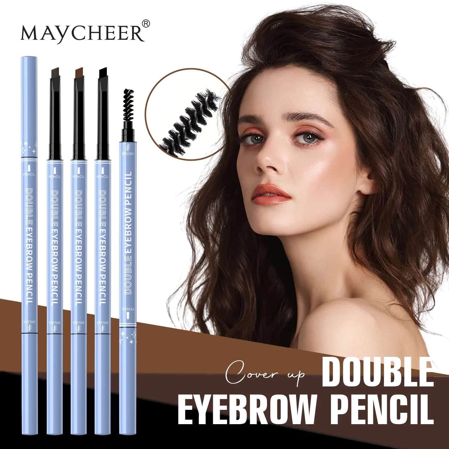 Eyebrow Pencil Cosmetics Female Makeup Eye Makeup Easy To Color Water Proof Lasting Wild Eyebrow Double Head Very Fine Mist
