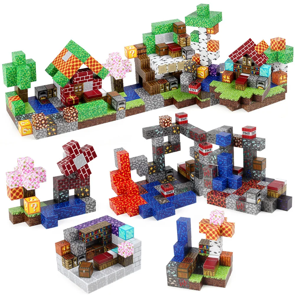 اللبنات المغناطيسية الألغام المغناطيس العالم مجموعة اللعب الجذعية التراص مكعبات البناء مجموعة الجذعية الألعاب الحسية بنين بنات هدية