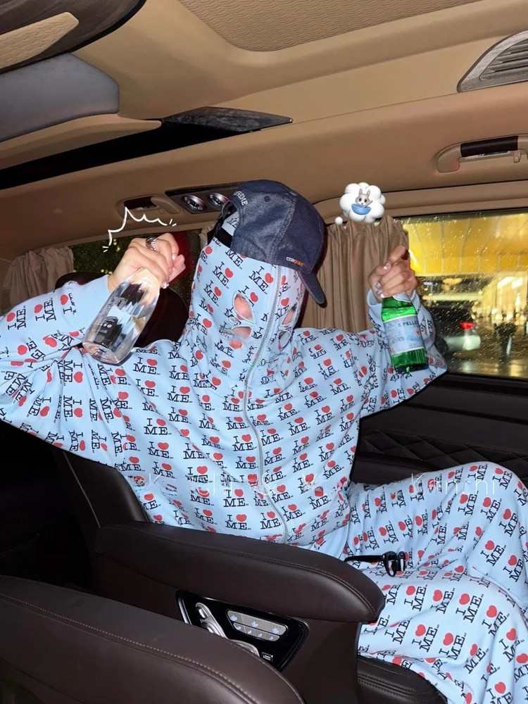 

Новый женский комплект: свободная толстовка с принтом в американском стиле и удобная повседневная куртка на молнии с длинными рукавами