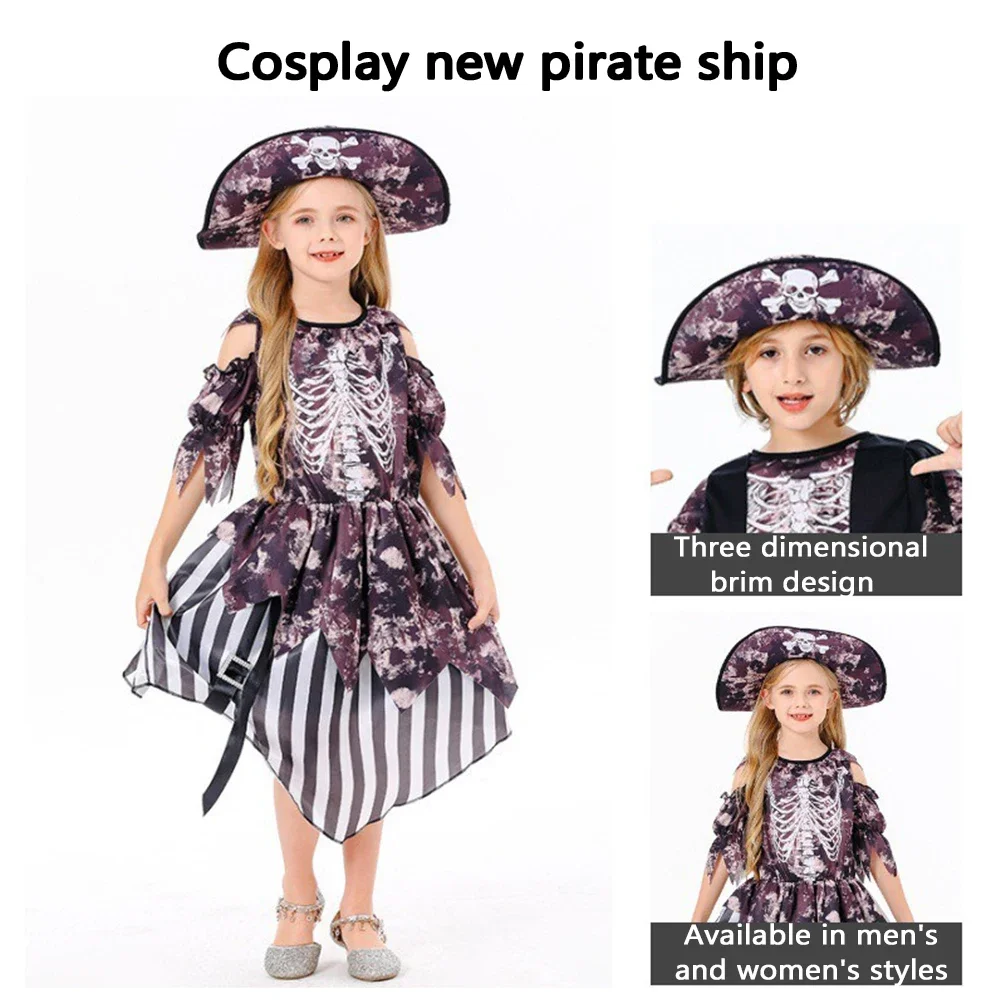 Costume de jeu de rôle de capitaine de Pirates des caraïbes pour enfants, robe squelette pour filles, Costume de spectacle sur scène pour fête de carnaval