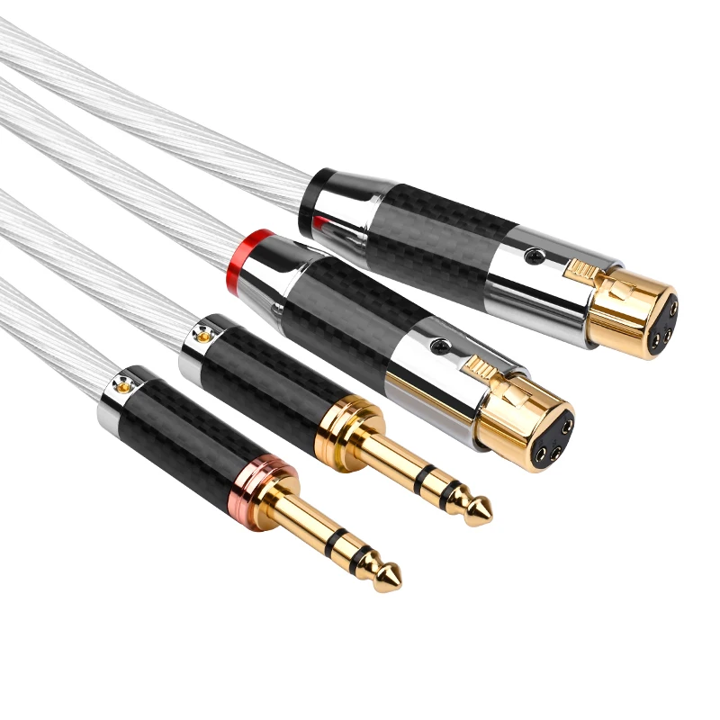 Kabel HiFi 6.5 do XLR do głośnika miksera OCC Posrebrzany rdzeń 12 Stojak Spiralny splot Kabel audio 6.5 mm TRS Jack do XLR