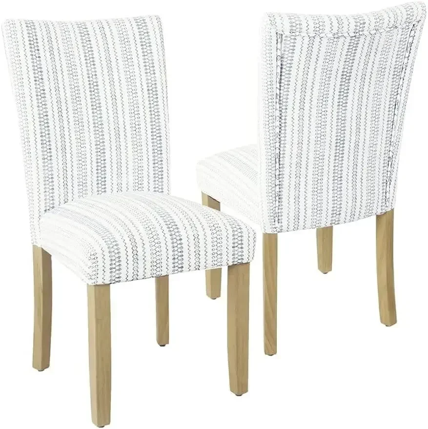 HomePop Classic Parsons Dining Chairs, Pack of 2, Blue Farmhouse Stripe