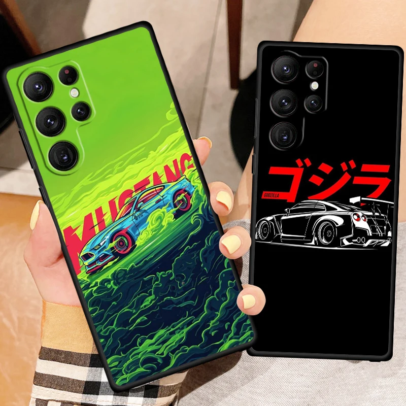 Initial D Japanese Anime For Samsung Galaxy S24 S23 S22 S21 S20 FE S10 S10E Plus Ultra Pro Lite 5G Black Cover Phone Case